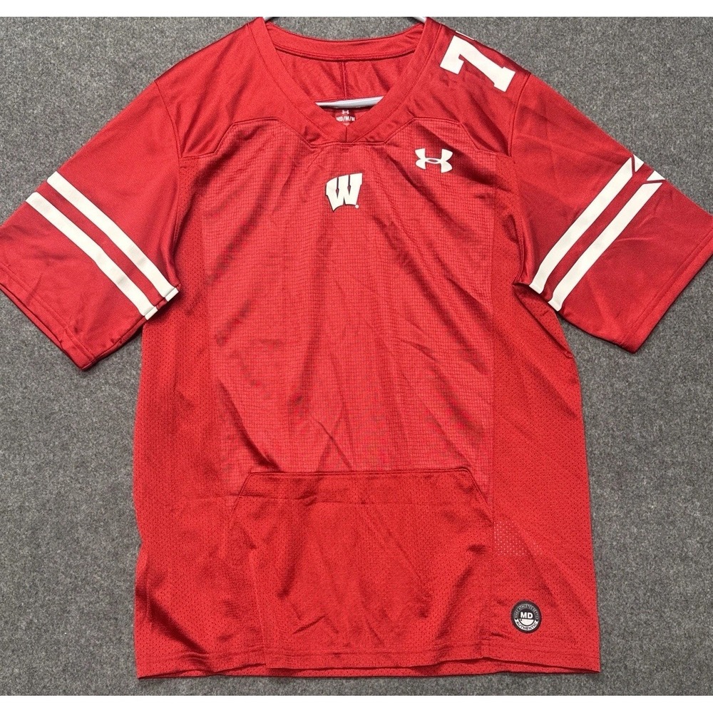 NWT Under Armour Wisconsin Badgers #1 Football Jersey Men's M Red NCAA